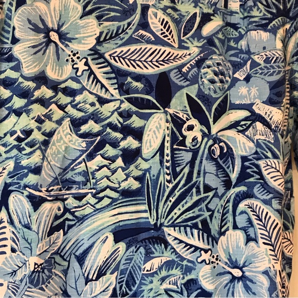 Caribbean Roundtree & Yorke tropical button down short sleeve collared shirt M - Picture 9 of 16